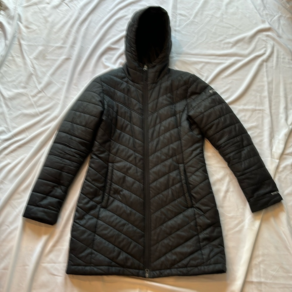 Columbia Long Hooded Puffer, Women’s Size Medium, Black, Omni Heat
